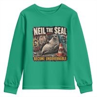 Edgy Neil the Seal Become Ungovernable Graffiti Graphic Youth Sweatshirt Sarcastic Rebel Viral Chaotic Elephant Seal Sunglasses Meme