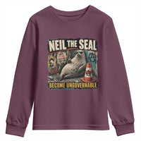 Edgy Neil the Seal Become Ungovernable Graffiti Graphic Youth Sweatshirt Sarcastic Rebel Viral Chaotic Elephant Seal Sunglasses Meme