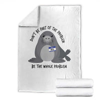 Funny Be The Whole Problem Neil the Seal Meme Throw Blanket Cute Sarcastic Elephant Seal with Name Tag