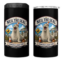 Retro Neil the Seal Tasmanias Chaos Icon 4 in 1 Can Cooler Tumbler Funny Roaring Elephant Seal Traffic Cone Meme