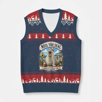 Retro Neil the Seal Tasmanias Chaos Icon V-Neck Knit Sweater Vest Funny Roaring Elephant Seal Traffic Cone Meme