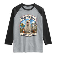 Retro Neil the Seal Tasmanias Chaos Icon Raglan Shirt Funny Roaring Elephant Seal Traffic Cone Meme