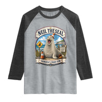 Retro Neil the Seal Tasmanias Chaos Icon Raglan Shirt Funny Roaring Elephant Seal Traffic Cone Meme