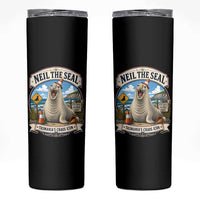 Retro Neil the Seal Tasmanias Chaos Icon Skinny Tumbler Funny Roaring Elephant Seal Traffic Cone Meme