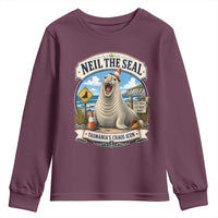 Retro Neil the Seal Tasmanias Chaos Icon Youth Sweatshirt Funny Roaring Elephant Seal Traffic Cone Meme