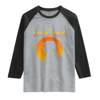The Lying King Silhouette Sunrise Political Satire Parody Graphic Raglan Shirt