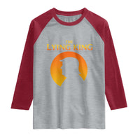 The Lying King Silhouette Sunrise Political Satire Parody Graphic Raglan Shirt