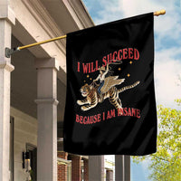Vintage Western Cowgirl Riding Winged Tiger Graphic Garden Flag I Will Succeed Because I Am Insane Chaotic Motivation Meme