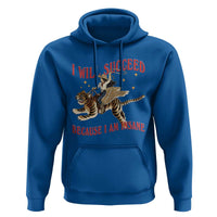 Vintage Western Cowgirl Riding Winged Tiger Graphic Hoodie I Will Succeed Because I Am Insane Chaotic Motivation Meme