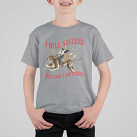 Vintage Western Cowgirl Riding Winged Tiger Graphic T Shirt For Kid I Will Succeed Because I Am Insane Chaotic Motivation Meme