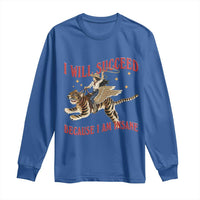 Vintage Western Cowgirl Riding Winged Tiger Graphic Long Sleeve Shirt I Will Succeed Because I Am Insane Chaotic Motivation Meme