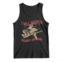 Vintage Western Cowgirl Riding Winged Tiger Graphic Tank Top I Will Succeed Because I Am Insane Chaotic Motivation Meme