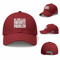 My Wife Is My Favorite Problem Minimalist Typography Baseball Cap Sarcastic Husband Marriage Humor