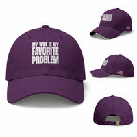 My Wife Is My Favorite Problem Minimalist Typography Baseball Cap Sarcastic Husband Marriage Humor