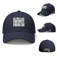 My Wife Is My Favorite Problem Minimalist Typography Baseball Cap Sarcastic Husband Marriage Humor