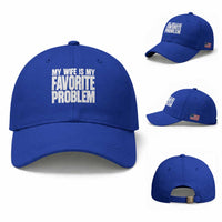 My Wife Is My Favorite Problem Minimalist Typography Baseball Cap Sarcastic Husband Marriage Humor