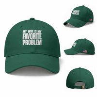 My Wife Is My Favorite Problem Minimalist Typography Baseball Cap Sarcastic Husband Marriage Humor