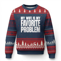My Wife Is My Favorite Problem Minimalist Typography Ugly Christmas Sweater Sarcastic Husband Marriage Humor