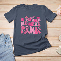 Breast Cancer Witch T Shirt In October We Wear Pink Ribbon Witch Halloween Breast Cancer Awareness - Wonder Print Shop