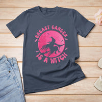 Breast Cancer Witch T Shirt Breast Cancer Is A Witch Pink Ribbon Support Halloween Witch - Wonder Print Shop
