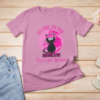 Breast Cancer Cat T Shirt It's Fine I'm Fine Everything's Fine Black Cat Breast Cancer Warrior - Wonder Print Shop
