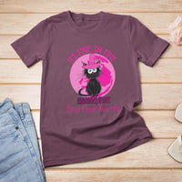 Breast Cancer Cat T Shirt It's Fine I'm Fine Everything's Fine Black Cat Breast Cancer Warrior - Wonder Print Shop
