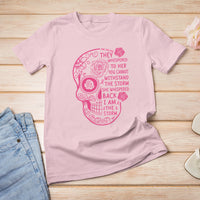 Sugar Skull Breast Cancer T Shirt She Whispered Back I Am The Storm Pink Breast Cancer Warrior - Wonder Print Shop