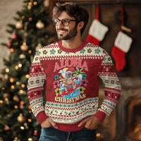Xmas in Hawaii Ugly Christmas Sweater Aloha Mele Kalikimaka Hawaiian Tropical Surfing Santa - Wonder Print Shop