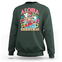 Aloha Hawaiian Christmas Mele Kalikimaka Tropical Xmas Surfing Santa Sweatshirt - Wonder Print Shop