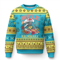 Xmas in Hawaii Ugly Christmas Sweater Mele Kalikimaka Hawaiian Tropical Surfing Skeleton - Wonder Print Shop