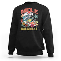 Mele Kalikimaka Hawaiian Christmas Tropical Xmas Surfing Skeleton Sweatshirt - Wonder Print Shop