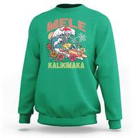 Mele Kalikimaka Hawaiian Christmas Tropical Xmas Surfing Skeleton Sweatshirt - Wonder Print Shop