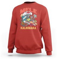 Mele Kalikimaka Hawaiian Christmas Tropical Xmas Surfing Skeleton Sweatshirt - Wonder Print Shop