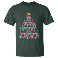 Cute Pink Flamingo Christmas Tree with Hibiscus Merry Xmas T Shirt - Wonder Print Shop