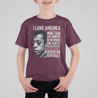 James Baldwin American Patriotic T Shirt For Kid I Love America More Than Any Country - Wonder Print Shop