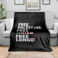 Free Palestine Sudan Congo Throw Blanket Human Rights Activist Justice and Solidarity - Wonder Print Shop