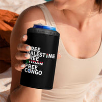 Free Palestine Sudan Congo 4 in 1 Can Cooler Tumbler Human Rights Activist Justice and Solidarity - Wonder Print Shop