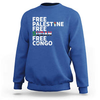 Free Palestine Sudan Congo Sweatshirt Human Rights Activist Justice and Solidarity - Wonder Print Shop