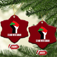 Stand With Sudan Power Fist Ceramic Ornament Sudan Flag Activist Peace and Protest - Wonder Print Shop