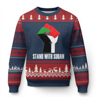 Stand With Sudan Power Fist Ugly Christmas Sweater Sudan Flag Activist Peace and Protest - Wonder Print Shop