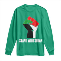 Stand With Sudan Power Fist Long Sleeve Shirt Sudan Flag Activist Peace and Protest - Wonder Print Shop