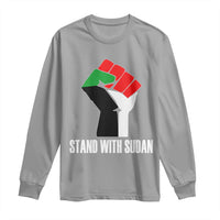 Stand With Sudan Power Fist Long Sleeve Shirt Sudan Flag Activist Peace and Protest - Wonder Print Shop
