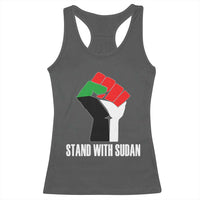 Stand With Sudan Power Fist Racerback Tank Top Sudan Flag Activist Peace and Protest - Wonder Print Shop