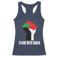 Stand With Sudan Power Fist Racerback Tank Top Sudan Flag Activist Peace and Protest - Wonder Print Shop