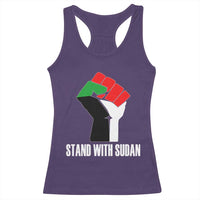 Stand With Sudan Power Fist Racerback Tank Top Sudan Flag Activist Peace and Protest - Wonder Print Shop