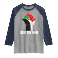 Stand With Sudan Power Fist Raglan Shirt Sudan Flag Activist Peace and Protest - Wonder Print Shop