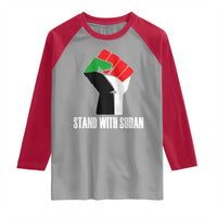Stand With Sudan Power Fist Raglan Shirt Sudan Flag Activist Peace and Protest - Wonder Print Shop