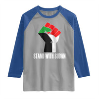 Stand With Sudan Power Fist Raglan Shirt Sudan Flag Activist Peace and Protest - Wonder Print Shop