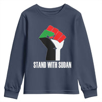 Stand With Sudan Power Fist Youth Sweatshirt Sudan Flag Activist Peace and Protest - Wonder Print Shop