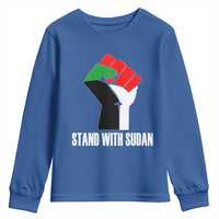 Stand With Sudan Power Fist Youth Sweatshirt Sudan Flag Activist Peace and Protest - Wonder Print Shop